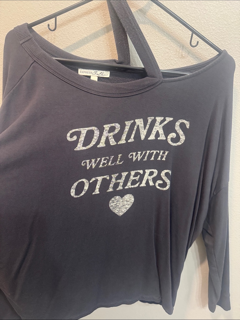 Express Black Graphic Sweatshirt - 'Drinks Well With Others'
